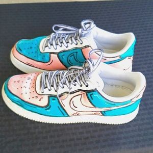 Only worn once AIR FORCE ONE AF1 custom cartoon paint block size 10 1/2